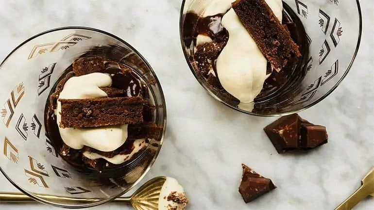Brownie Trifle met pure chocolade